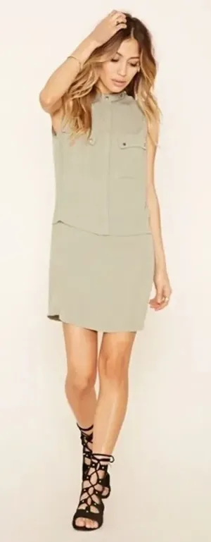 ✨FOREVER21 Women's Olive Two-Pocket Utility Tunic✨ thumbnail 1