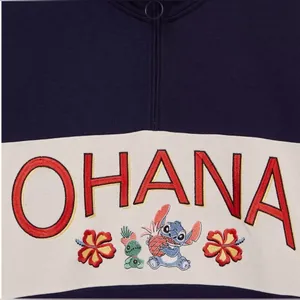 Disney Stitch Ohana Surf Quarter Zip Crew Navy Various Sizes NWT IN PACKAGE thumbnail 3