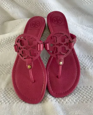 Tory Burch Pink Leather Miller Sandals Size 8 thumbnail 1