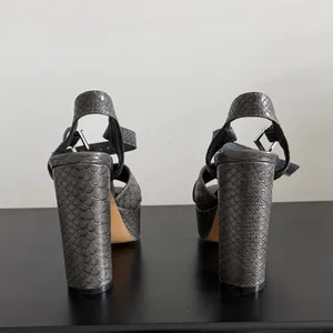 ShuShop Chunky Platform Sandals in‎ Gray with Ankle Strap Sz 6 thumbnail 4