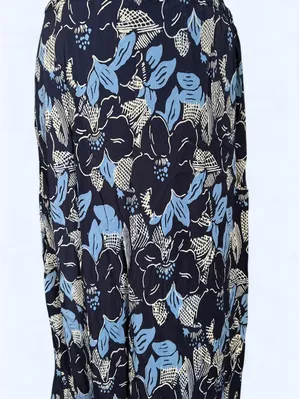 Vintage Y2K White Rice Coastal Boho Blue Floral Ruffle Hem Maxi Skirt Size XL 💙 thumbnail 3