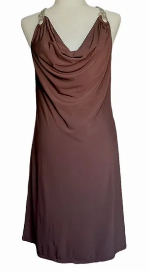 Essentials by Milano Cowl Dress in Brown Size S thumbnail 1