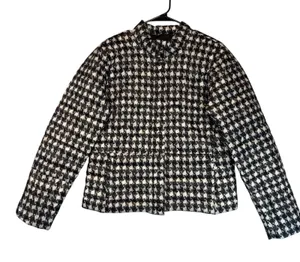 Lands End Womens Houndstooth Quilted Jacket Lightweight Classic‎ Medium(10/12) thumbnail 1