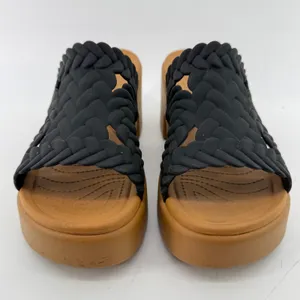 Crocs Brooklyn Woven Slide Block Heels Sandals Black Women 10 Chunky Comfy Y2K thumbnail 2