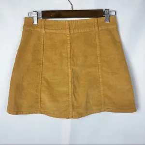 Urban Outfitters BDG Mustard Marigold Yellow Button Down Corduroy Mini Skirt 0‎ thumbnail 4