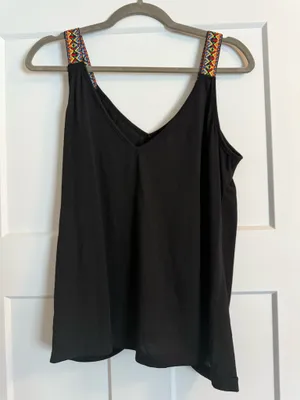 Embroidered strap tank Black Size L thumbnail 3