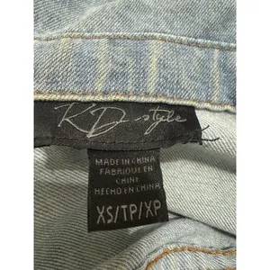 RD Style Womens Size XS Patchwork Denim Jacket Two Tone Blue Raw Hem Distressed thumbnail 8