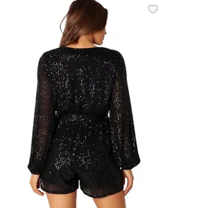 Petal and Pup NWT Black Sequin Long Sleeve Romper thumbnail 2