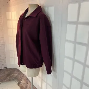 Vintage Woolrich Burgundy 100% Pure Wool Full Zip Bomber Jacket Size Medium thumbnail 3
