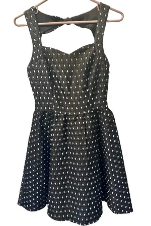 Quinn Black and White Embroidered Back Cutout Mini Dress Small thumbnail 1