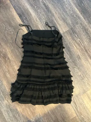Princess Polly Black Fringe Ruffled Mini Dress thumbnail 4