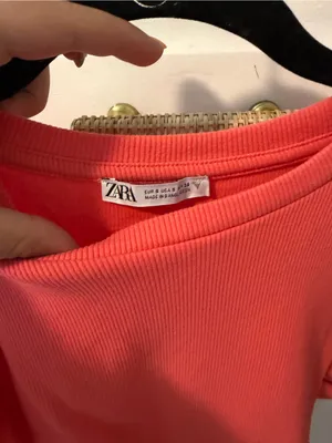 Zara Coral Ribbed Knit Top with Ruffle Cap Sleeves thumbnail 3