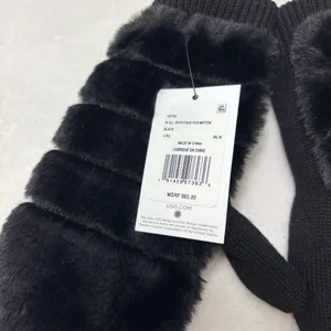 UGG Luxe BLACK‎ FAUX FUR FUZZY WOOL BLEND MITTENS WITH SHERPA LINING size L/XL thumbnail 2