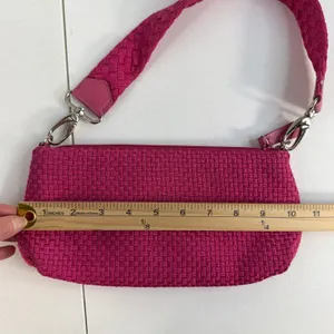 Vtg Y2K The Sak Small Pink Woven Shoulder Bag‎ Silver Zipper Femme Twee Crochet thumbnail 12