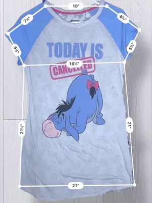 DISNEY Winnie The Pooh Eeyore "Today Is Cancelled" Raglan Nightgown thumbnail 8