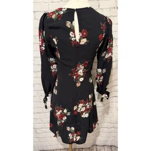 Zara Women’s Premium Denim Collection Navy Flowers Swing Dress Size Small thumbnail 2