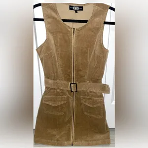 Rewash Womens Full Zip Belted Brown Dress Removable Belt, Flap Patch Pockets S thumbnail 3