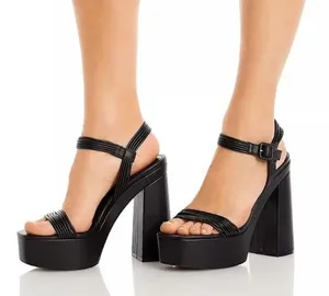 Aqua Black Block Heel Platform Sandals(Size 9.5M) thumbnail 1