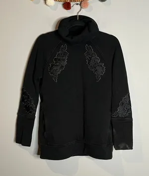 Lululemon Black Floral Embroidered To You Long Sweatshirt thumbnail 1