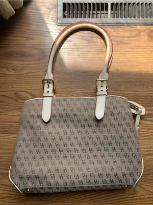 Dooney & Bourke Tan Monogram Tote Purse Designer Bag Womens Large Accessory thumbnail 1