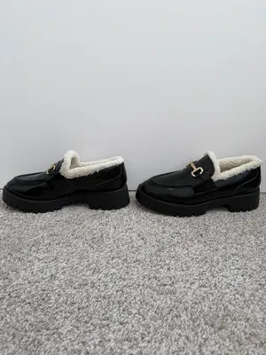Steve Madden Lando-F Black Leather Loafer with Faux Fur Lining thumbnail 5