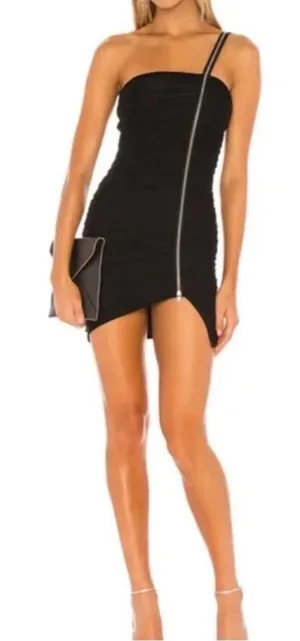 Michael Costello x Revolve Hailey Zipper Sleeveless Mini Dress Black Small thumbnail 1