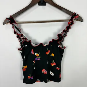 Urban Outfitters Babydoll Top Women XS Black Cherries Floral Y2K Coquette Dainty thumbnail 4
