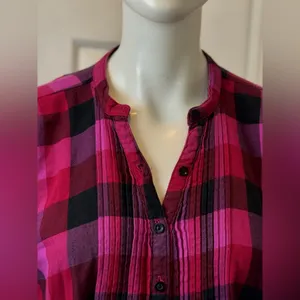 Victoria’s Secret PINK 100% Cotton Y2K Red/Black Plaid Shirt S Large F2 thumbnail 6