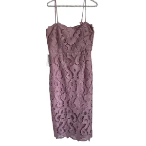 REVOLVE Bardot Lina Lace Sheath Dress NWT Size 8 Rose Pink Midi thumbnail 3