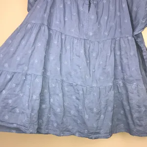 Old Navy Women’s Floral Embroidered Wide Sleeve Blue Tie Back Babydoll Blouse thumbnail 4