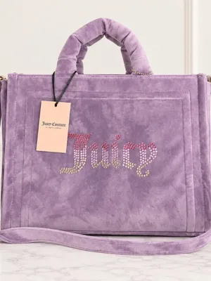 Juicy Couture Big Spender Tote Dusty Violet Velour Rhinestone Logo NWT thumbnail 5