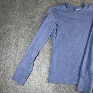 Quince Women Blue Organic Cotton Slub Long Sleeve Crew Neck Tee XS Vertical Seam thumbnail 2