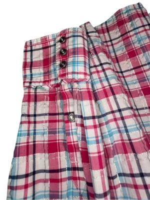 Ariat Fitted Pink White And Blue Fitted Plaid Western Snap Shirt W/Rhinestones thumbnail 2