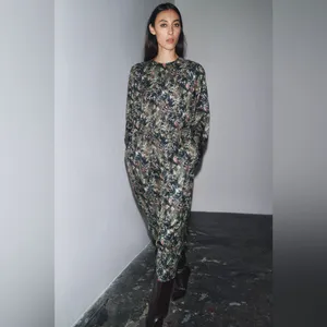 NWT Zara Chic Floral Long Sleeve Dress Midi/Maxi Side Pockets dress Size S thumbnail 3