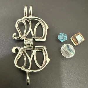 925 Sterling Silver Cage Elephant Pendant with Beads 6g. thumbnail 9