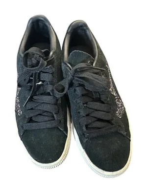 Puma Black Swarovski Crystal Suede Low Top Sneakers Women Sz 6 thumbnail 1