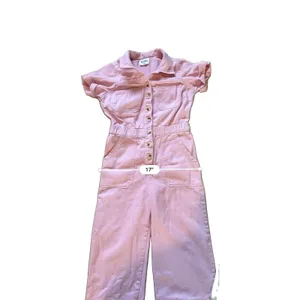 Show Me Your MuMu Cannon Pink Denim Jumpsuit S/M Button Front Pockets 23in boho thumbnail 6