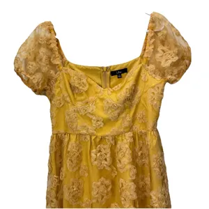 Lulus Notable Elegance Yellow Mesh‎ Floral Bustier Midi Dress Size LARGE Whimsy thumbnail 6