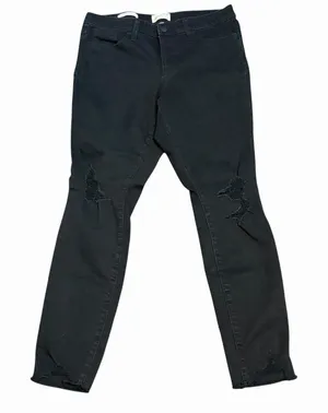 Universal Thread Women's Black Jeans Size 10 Mid Rise Skinny Distressed Raw Hem thumbnail 1
