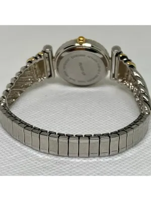 Avon women’s gold silver tone watch quartz analog 25mm stretch band running thumbnail 4