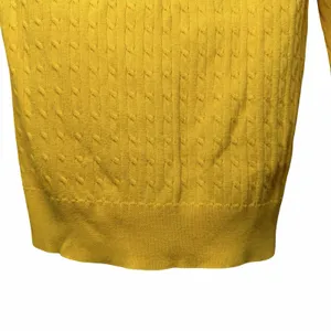 Lauren Ralph Lauren Petite P/P Yellow Cable Knit Cotton Sweater Gold Buttons thumbnail 11