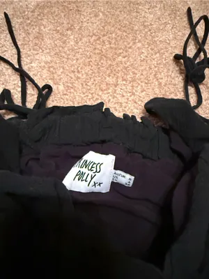 Princess Polly Black Tie-Shoulder Ruffle Mini Dress thumbnail 2