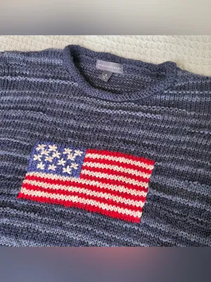 Vintage Y2K Northern Isles Roll Neck American Flag Sweater Womens XL Navy USA thumbnail 2