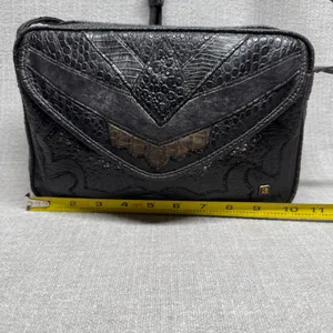 Vintage Black Faux Reptile Leather Crossbody Bag Small Western Boho‎ Y2K thumbnail 5