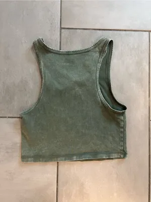 OFFLINE by Aerie Cropped Scoop-neck Tank — Mineral-washed Green thumbnail 3