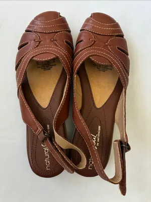 Naturalizer Brown Leather Slingback Sandals with Stitch Detail thumbnail 8