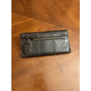 Fossil Authentic Black Genuine Leather Bifold Wallet Classic Natural W Turn Lock thumbnail 8