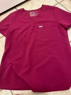 Womens FIGS pink/raspberry scrub top thumbnail 1