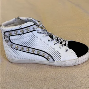 Vintage Havana White and Black High-Top Sneakers shoes with black suede toe 10 thumbnail 3