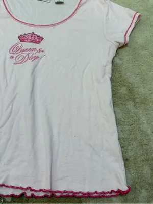 Vintage Y2K JK Intimates Queen for a Day Pink Baby Tee M Princess Crown thumbnail 5